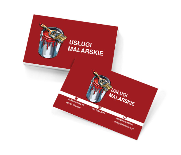 Puszka z farbą na czerwonym tle, Budownictwo, Usługi malarskie - Wizytówki Netprint szablony online