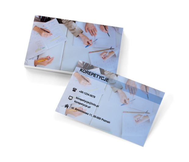 Zdjęcie biurka z góry, Edukacja, Korepetycje - Wizytówki Netprint szablony online