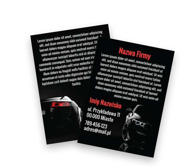 Czerń eksponuje twoje usługi, Transport, Wypożyczalnia samochodów - Ulotki Netprint szablony online