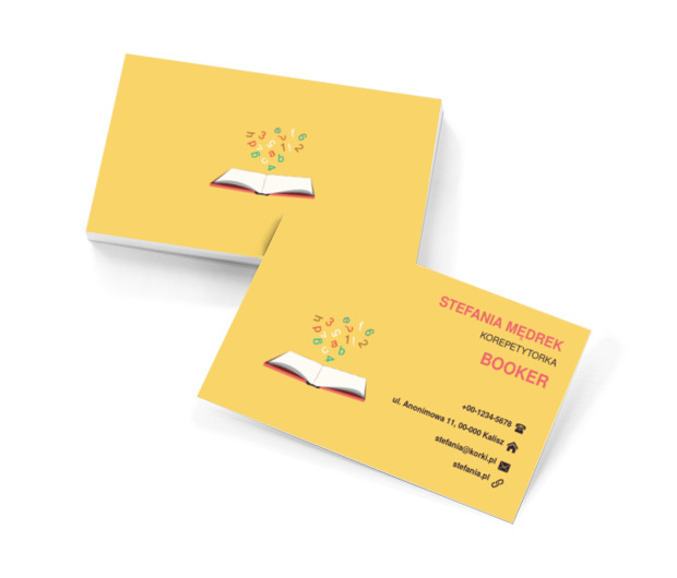 Otwarta książka, Edukacja, Korepetycje - Wizytówki Netprint szablony online