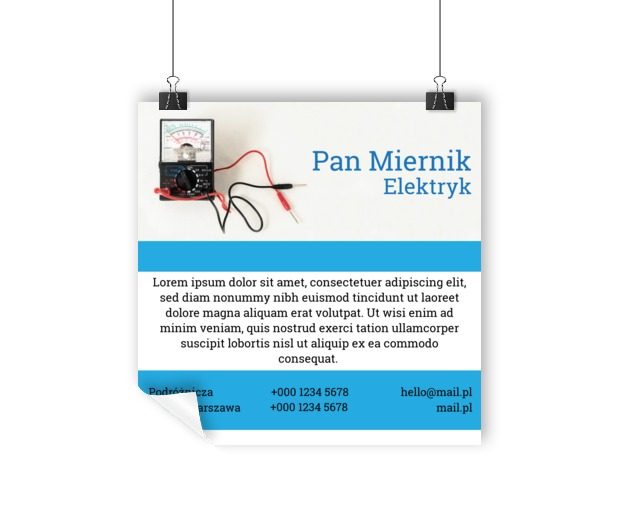 Sugestia graficzna i czytelny przekaz, Budownictwo, Elektryk - Plakaty Wielkoformatowe Netprint szablony online