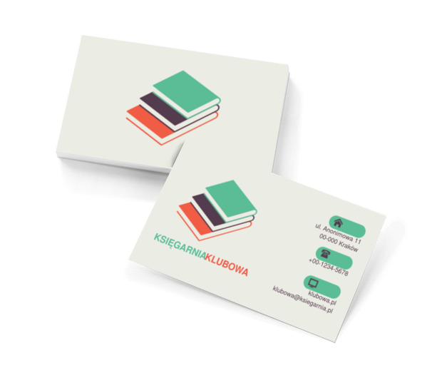 Kolorowe książki, Edukacja, Księgarnia - Wizytówki Netprint szablony online