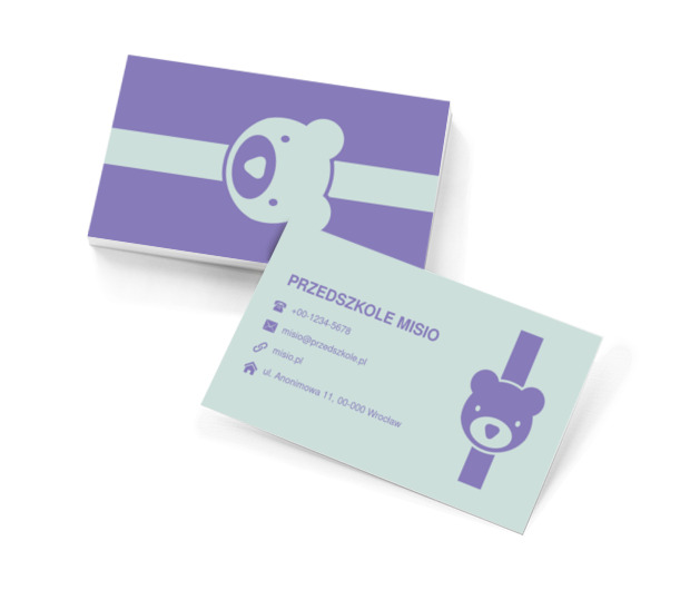 Fioletowy niedźwiadek, Edukacja, Przedszkole - Wizytówki Netprint szablony online