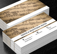 Nuty na brązowym tle., Edukacja, Szkoła muzyczna - Wizytówki Netprint