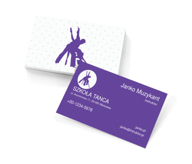 Fioletowa para na jasnym tle, Edukacja, Szkoła tańca - Wizytówki Netprint szablony online