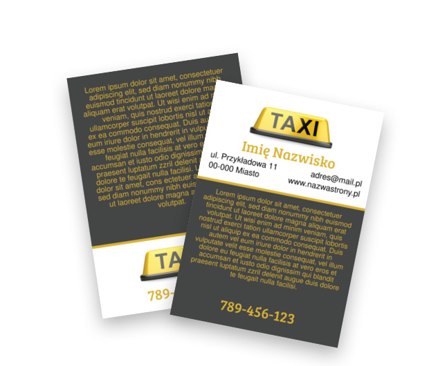 Prosta symbolika i spora dawka treści, Transport, Taxi - Ulotki Netprint szablony online