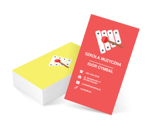 Cymbałki na kolorowym tle, Edukacja, Szkoła muzyczna - Wizytówki Netprint szablony online