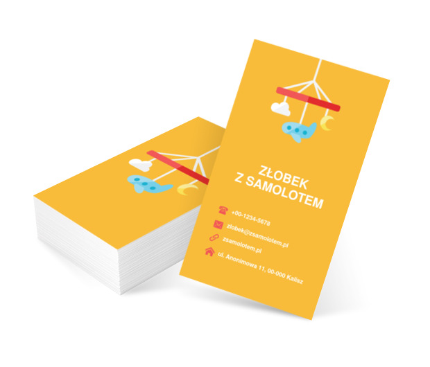 Dziecięca zabawka na żółtym tle, Edukacja, Żłobek - Wizytówki Netprint szablony online