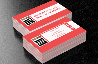 Kalkulator na czerwonym tle, Finanse i ubezpieczenia, Biuro rachunkowe - Wizytówki Netprint