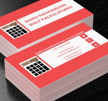 Kalkulator na czerwonym tle, Finanse i ubezpieczenia, Biuro rachunkowe - Wizytówki Netprint