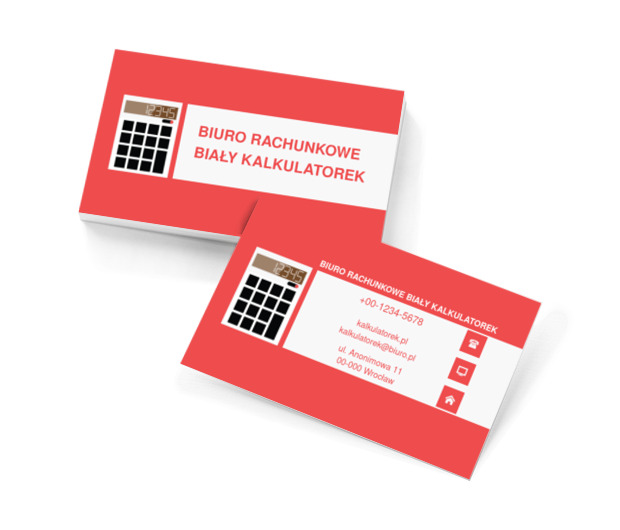 Kalkulator na czerwonym tle, Finanse i ubezpieczenia, Biuro rachunkowe - Wizytówki Netprint szablony online