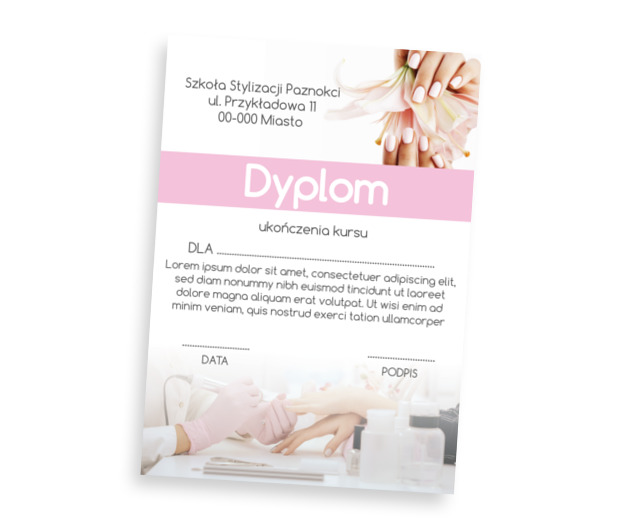Paznokcie klientek są w dobrych rękach, Tematy, Kosmetyczne - Dyplomy Netprint szablony online
