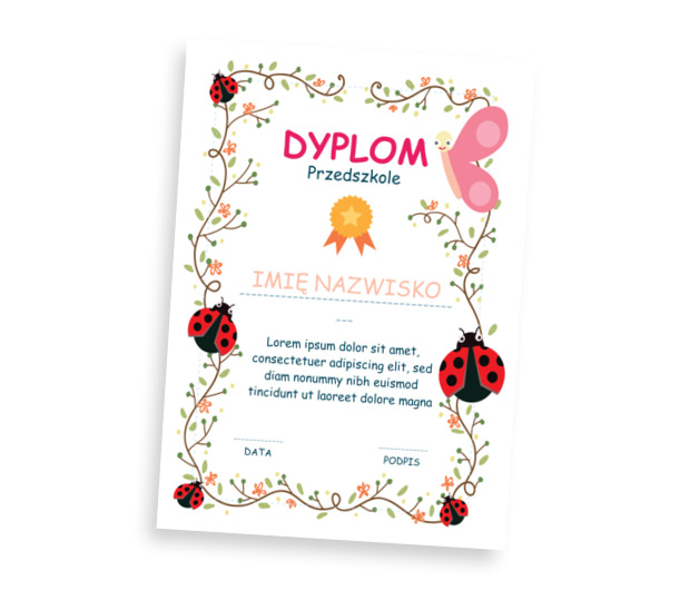 Grupa Biedronki górą, Tematy, Przedszkolne - Dyplomy Netprint szablony online