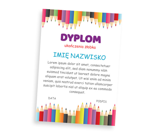 Kolorowe kredki kochają wszystkie dzieci, Tematy, Przedszkolne - Dyplomy Netprint szablony online