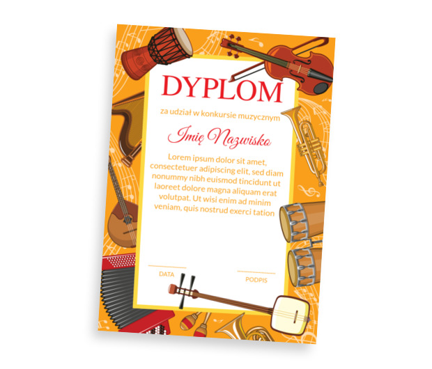Muzyka ma wiele barw, Tematy, Muzyczne - Dyplomy Netprint szablony online