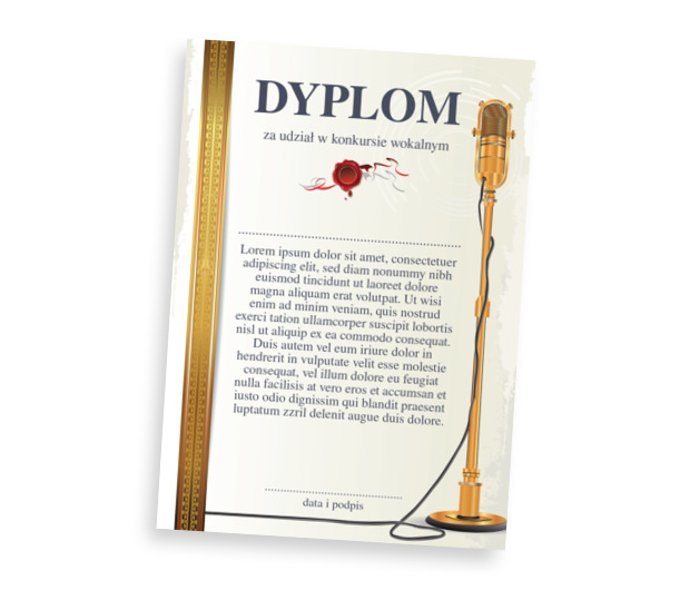 Za to, że pięknie śpiewa…, Tematy, Muzyczne - Dyplomy Netprint szablony online