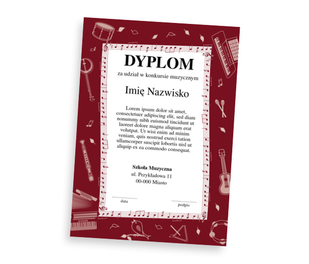 Sukcesy z orkiestrą albo indywidualnie, Tematy, Muzyczne - Dyplomy Netprint szablony online