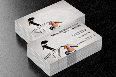 Mężczyzna z parasolem, Finanse i ubezpieczenia, Firma ubezpieczeniowa - Wizytówki Netprint