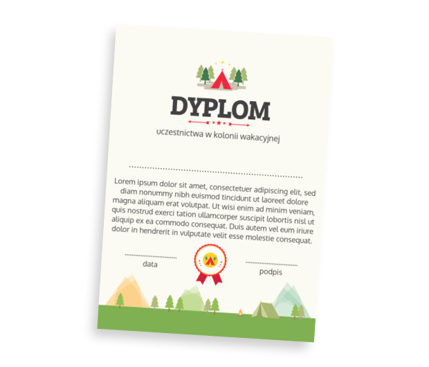 Nagroda dla dumnego kolonisty, Tematy, Wakacyjne i kolonijne - Dyplomy Netprint szablony online