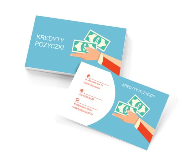 Ręka z pieniędzmi, Finanse i ubezpieczenia, Kredyty / Pożyczki - Wizytówki Netprint szablony online