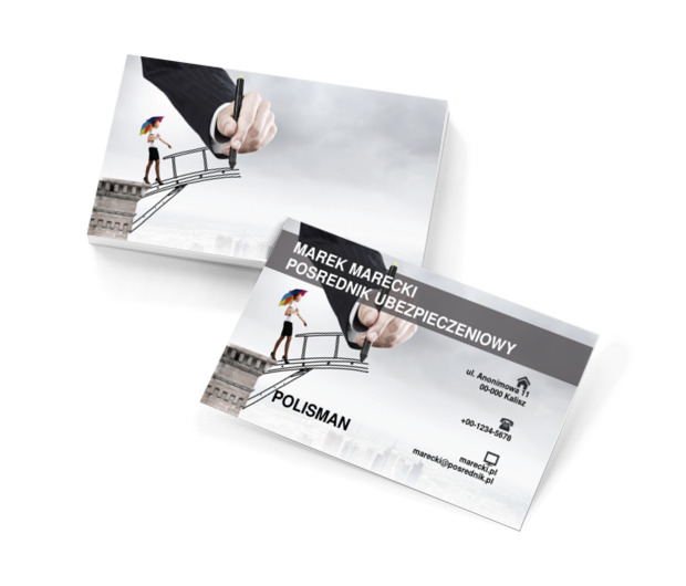Dorysowany most, Finanse i ubezpieczenia, Pośrednik ubezpieczeniowy - Wizytówki Netprint szablony online