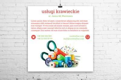 Niby duży, a zmieści się wszędzie, Usługi domowe, Usługi krawieckie - Plakaty Wielkoformatowe Netprint