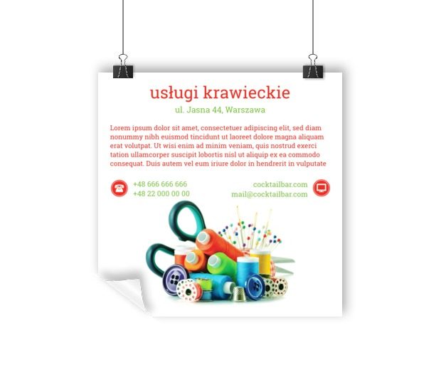 Niby duży, a zmieści się wszędzie, Usługi domowe, Usługi krawieckie - Plakaty Wielkoformatowe Netprint szablony online