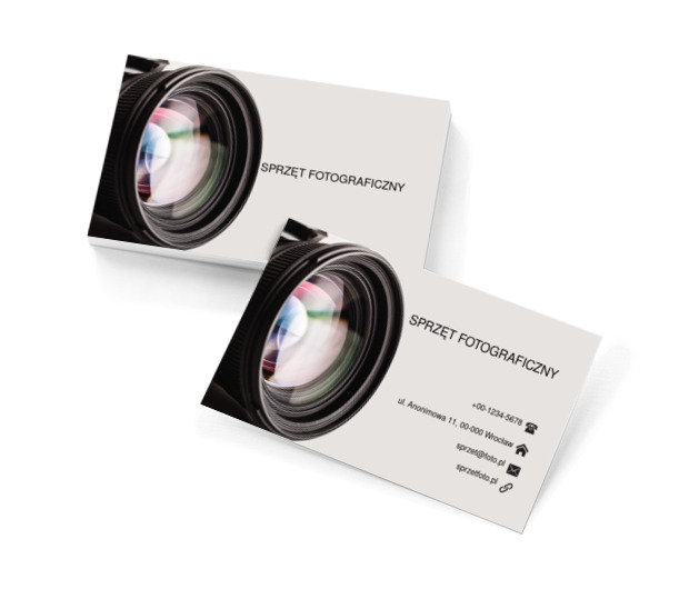 Obiektyw na białym tle, Fotografia, Sprzęt fotograficzny - Wizytówki Netprint szablony online