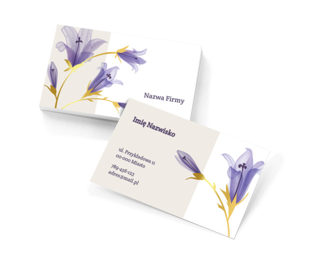 Kwiaty z dodatkiem złota, Motywy, Roślinne - Wizytówki Netprint szablony online