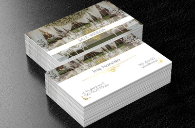 Z piękną salą w tle, Rozrywka, Sala weselna - Wizytówki Netprint