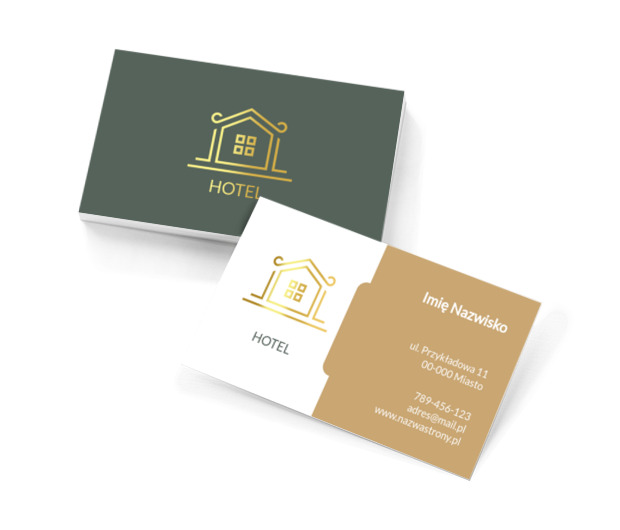 Złoto kocha mieszkać w hotelach, Turystyka, Hotel, Motel, Pensjonat  - Wizytówki Netprint szablony online