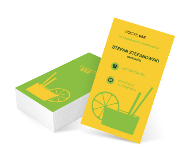Drink z cytryną, Gastronomia, Bar - Wizytówki Netprint szablony online