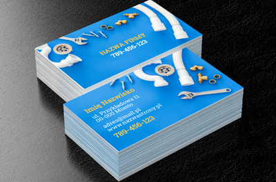 Przygotowania do montażu w toku, Usługi domowe, Hydraulik - Wizytówki Netprint