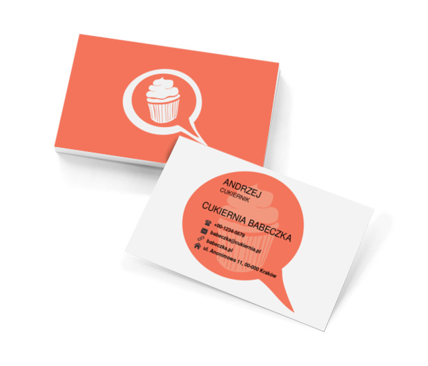 Babeczka w dymku dialogowym, Gastronomia, Cukiernia - Wizytówki Netprint szablony online