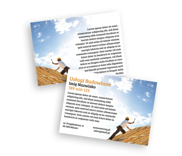Praca pod gołym niebem i na wysokości, Budownictwo, Firma budowlana - Ulotki Netprint szablony online