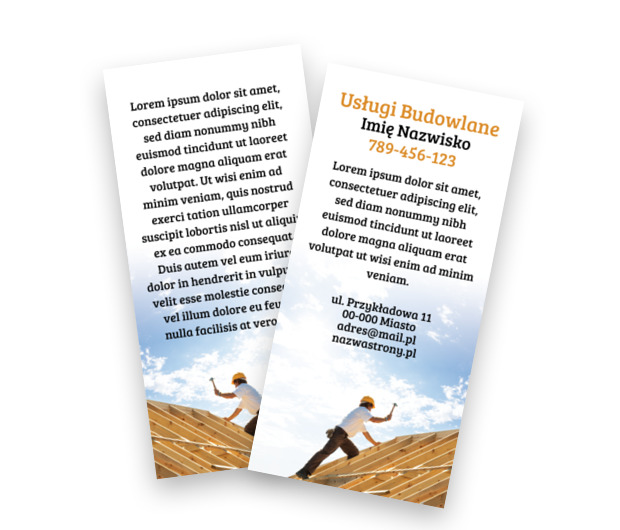 Ciekawa forma reklamowania usług, Budownictwo, Firma budowlana - Ulotki Netprint szablony online