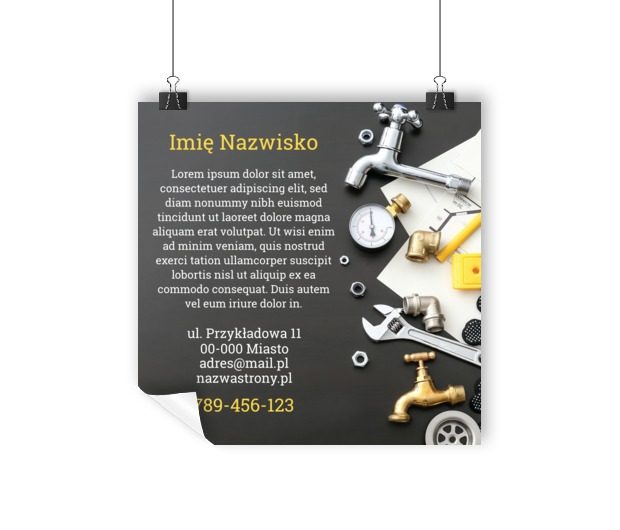 Przepis na ciekawą i skuteczną reklamę, Usługi domowe, Hydraulik - Plakaty Wielkoformatowe Netprint szablony online