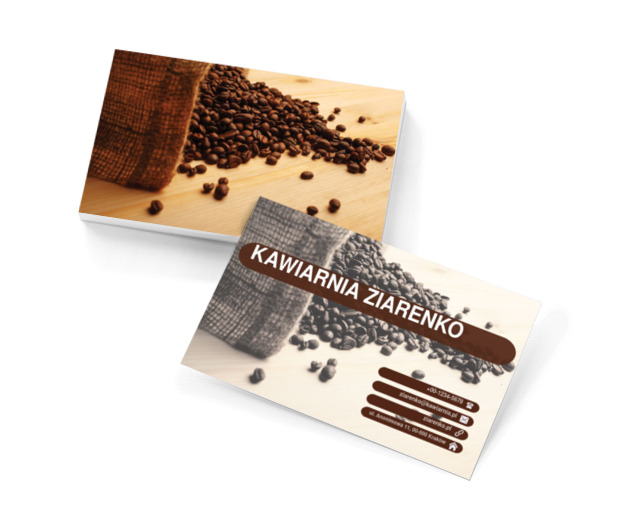 Worek z aromatyczną kawą, Gastronomia, Kawiarnia - Wizytówki Netprint szablony online