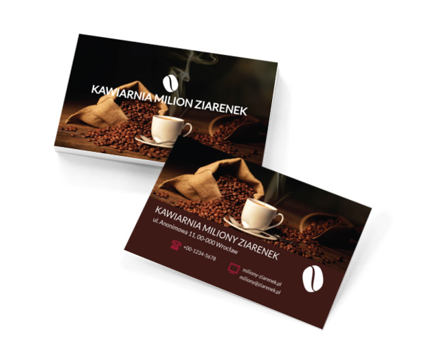 Filiżanka świeżej kawy, Gastronomia, Kawiarnia - Wizytówki Netprint szablony online