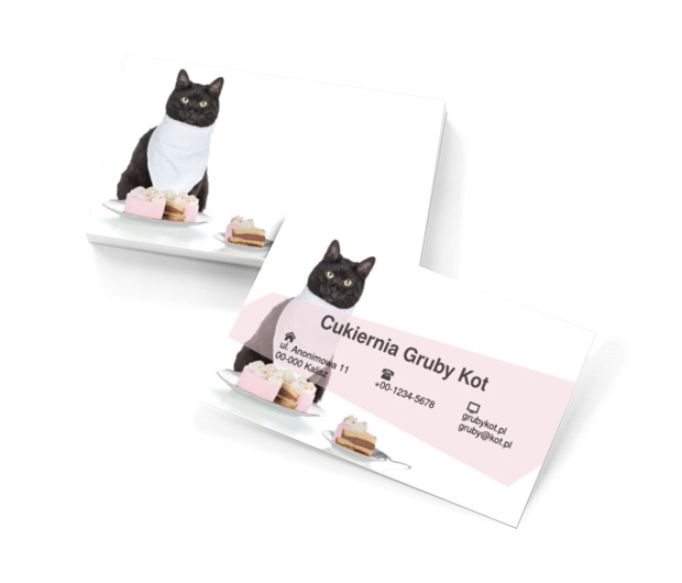 Kot przy stole, Gastronomia, Cukiernia - Wizytówki Netprint szablony online