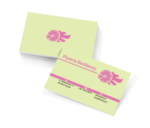 Gorąca pizza na seledynowym tle, Gastronomia, Pizzeria - Wizytówki Netprint szablony online