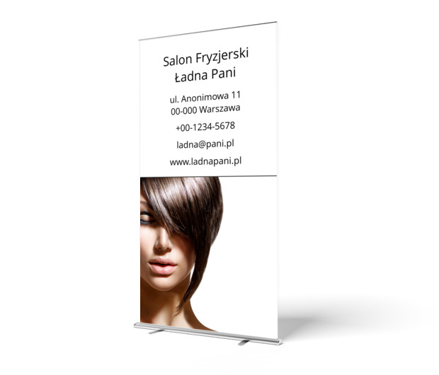 Piękno ubrane w profesjonalizm, Zdrowie i uroda, Salon fryzjerski - Roll-up Netprint szablony online