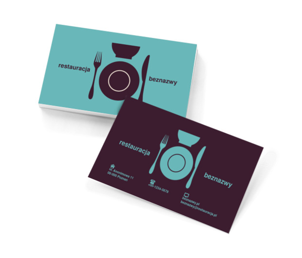 Turkusowa zastawa, Gastronomia, Restauracja - Wizytówki Netprint szablony online