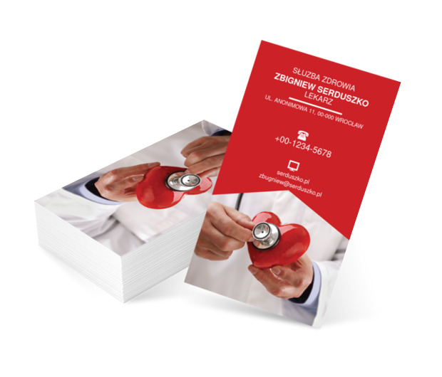 Lekarz badający serce, Medycyna, Lekarz - Wizytówki Netprint szablony online