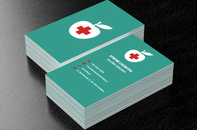 Jabłko na zielonym tle, Medycyna, Służba zdrowia - Wizytówki Netprint