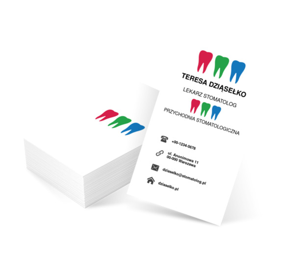 Kolorowe zęby, Medycyna, Stomatologia - Wizytówki Netprint szablony online