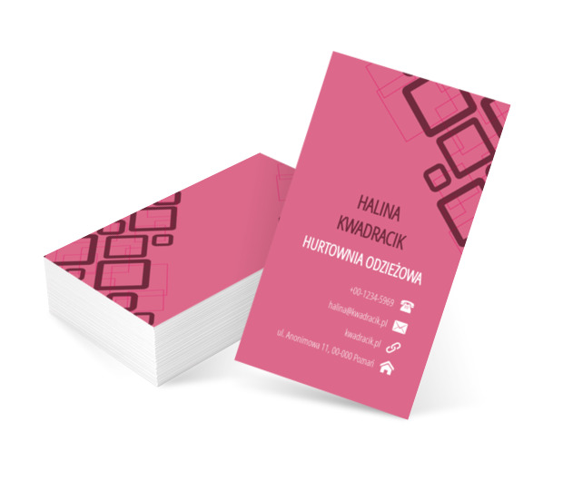 Różowe kwadraty, Motywy, Abstrakcja - Wizytówki Netprint szablony online