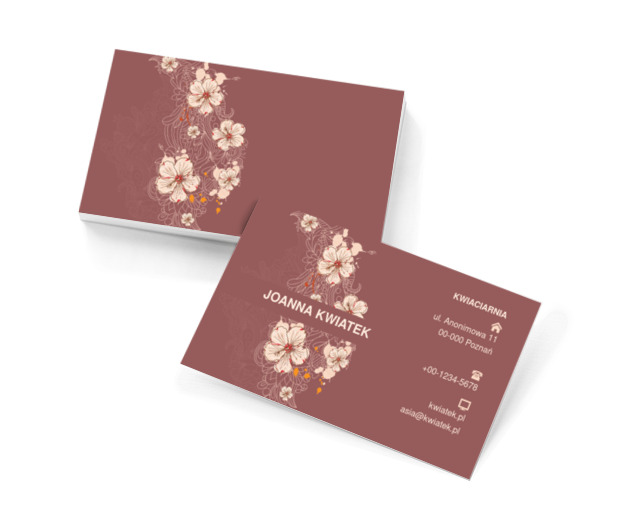 Wiszące kwiaty, Motywy, Roślinne - Wizytówki Netprint szablony online