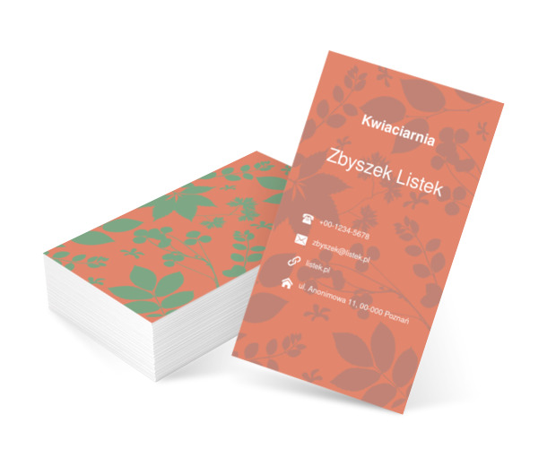 Zielone kwiaty, Motywy, Roślinne - Wizytówki Netprint szablony online