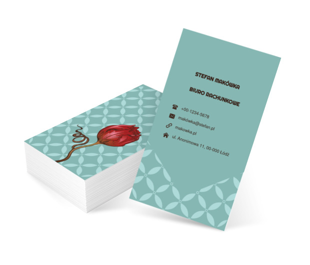 Czerwony pąk, Motywy, Roślinne - Wizytówki Netprint szablony online